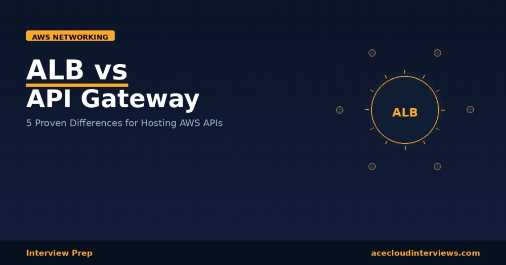 ALB vs API Gateway comparison diagram showing routing, authentication, and cost differences